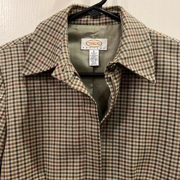 Talbots Wool Blazer/Jacket plaid/checked classic front zipper closure Size 6P - Picture 2 of 6